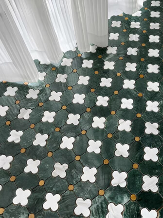 โมเสคหินอ่อน TIMELESS TILES รุ่น MAJESTIC FLORAL 20X20 ซม. สีเขียว EMERALD GREEN_4